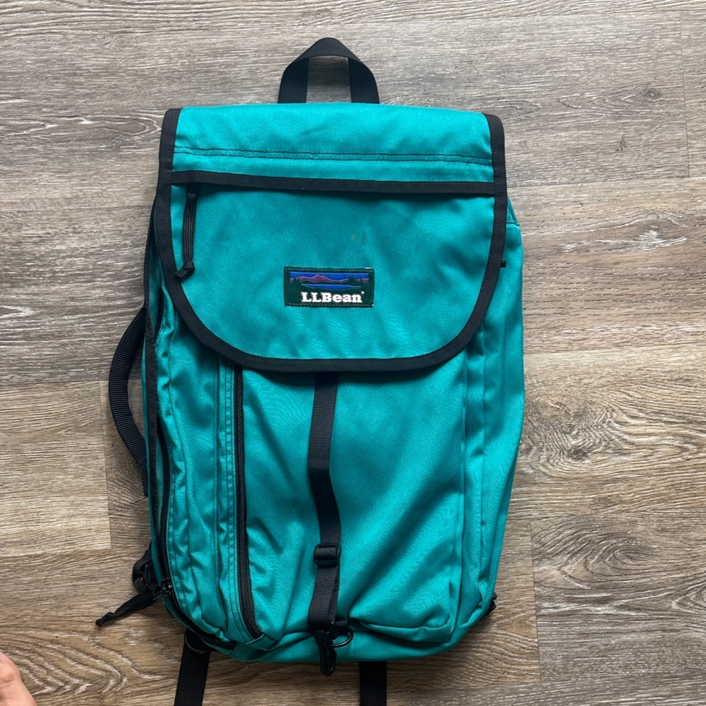 L.L. Bean Turquoise Backpack with Black Accents